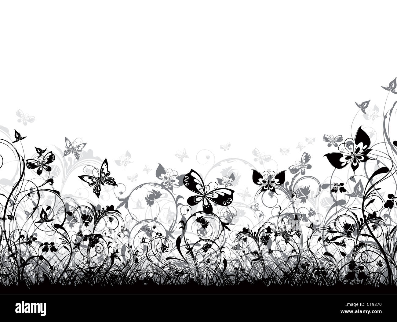 vector floral background with butterflies Stock Photo - Alamy