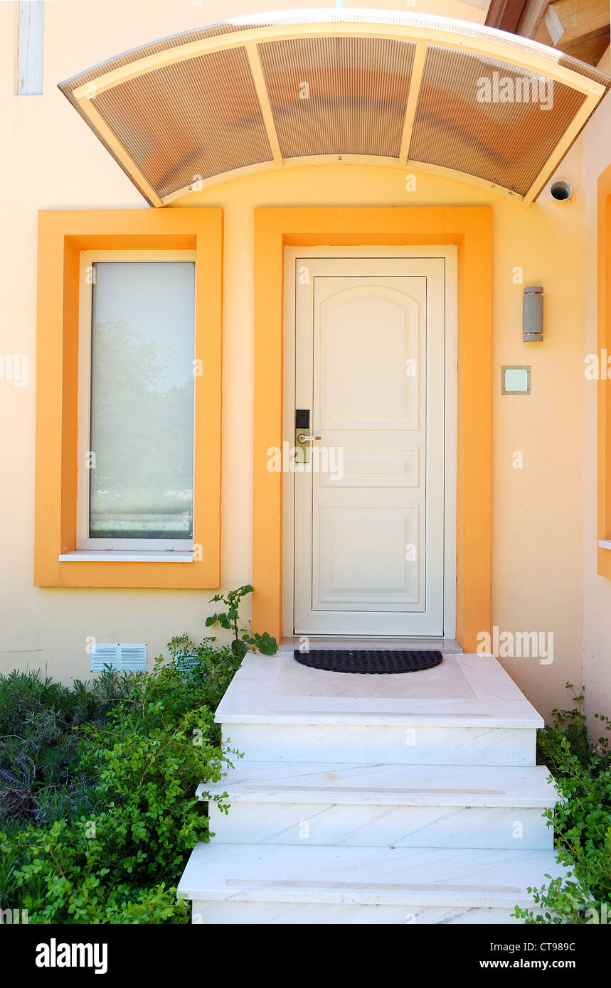 The entrance of luxury villa, Halkidiki, Greece Stock Photo
