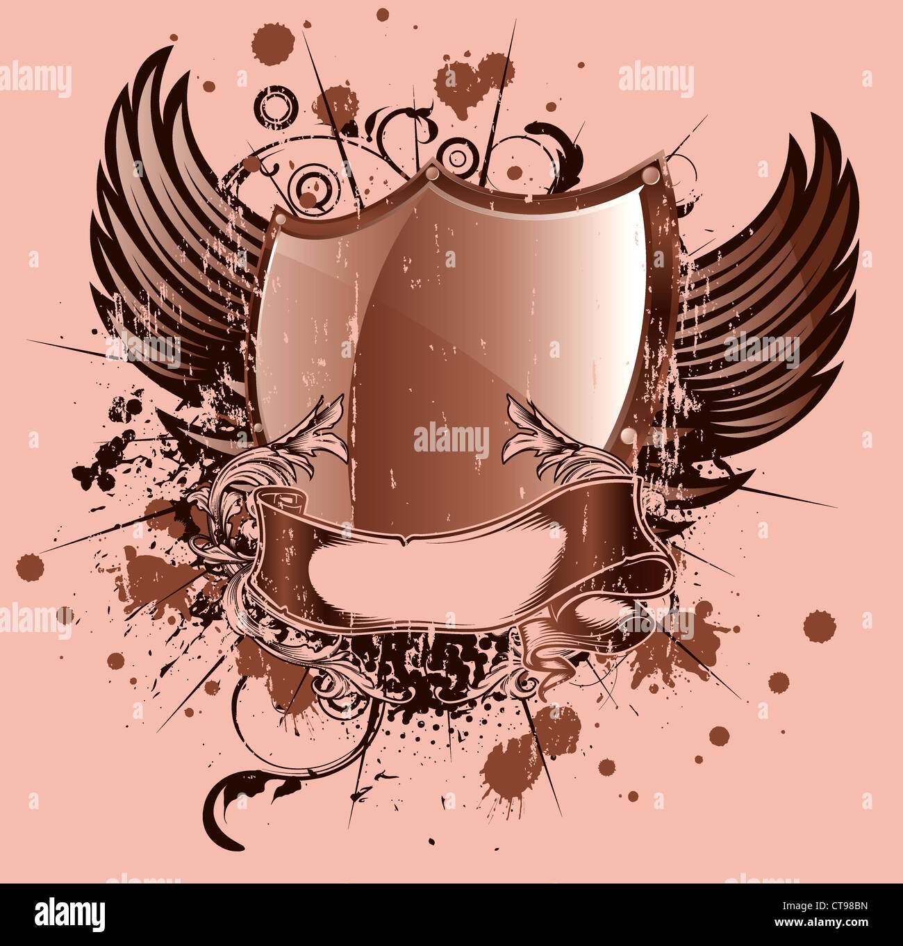 vector vintage emblem with shield Stock Photo - Alamy