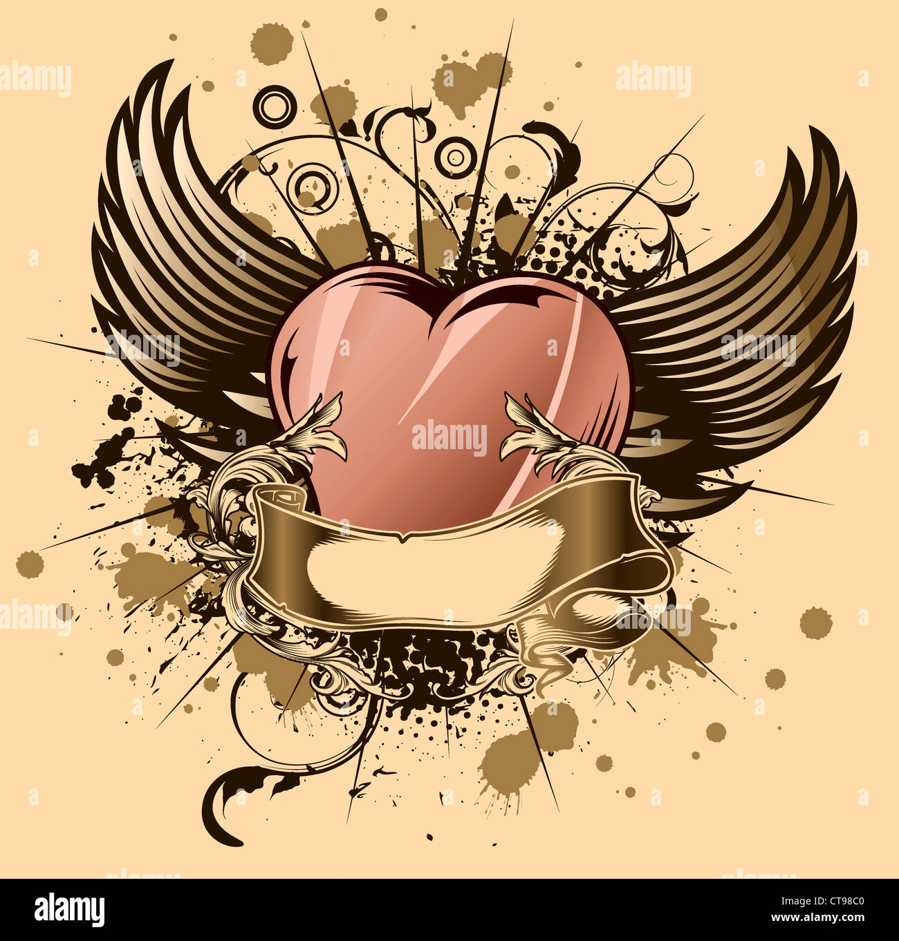 vector vintage emblem with heart Stock Photo - Alamy