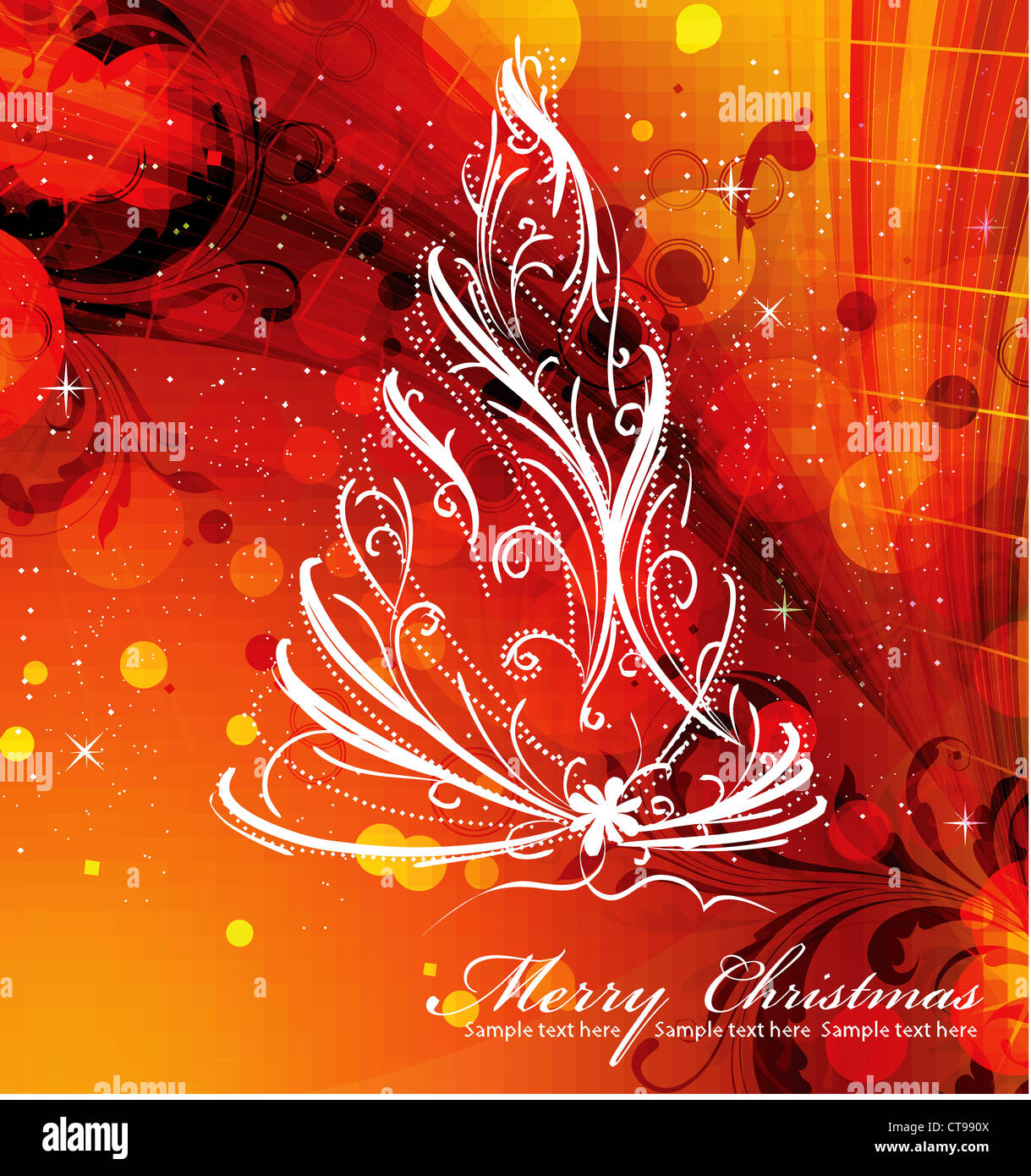 vector christmas tree with abstract background Stock Photo - Alamy