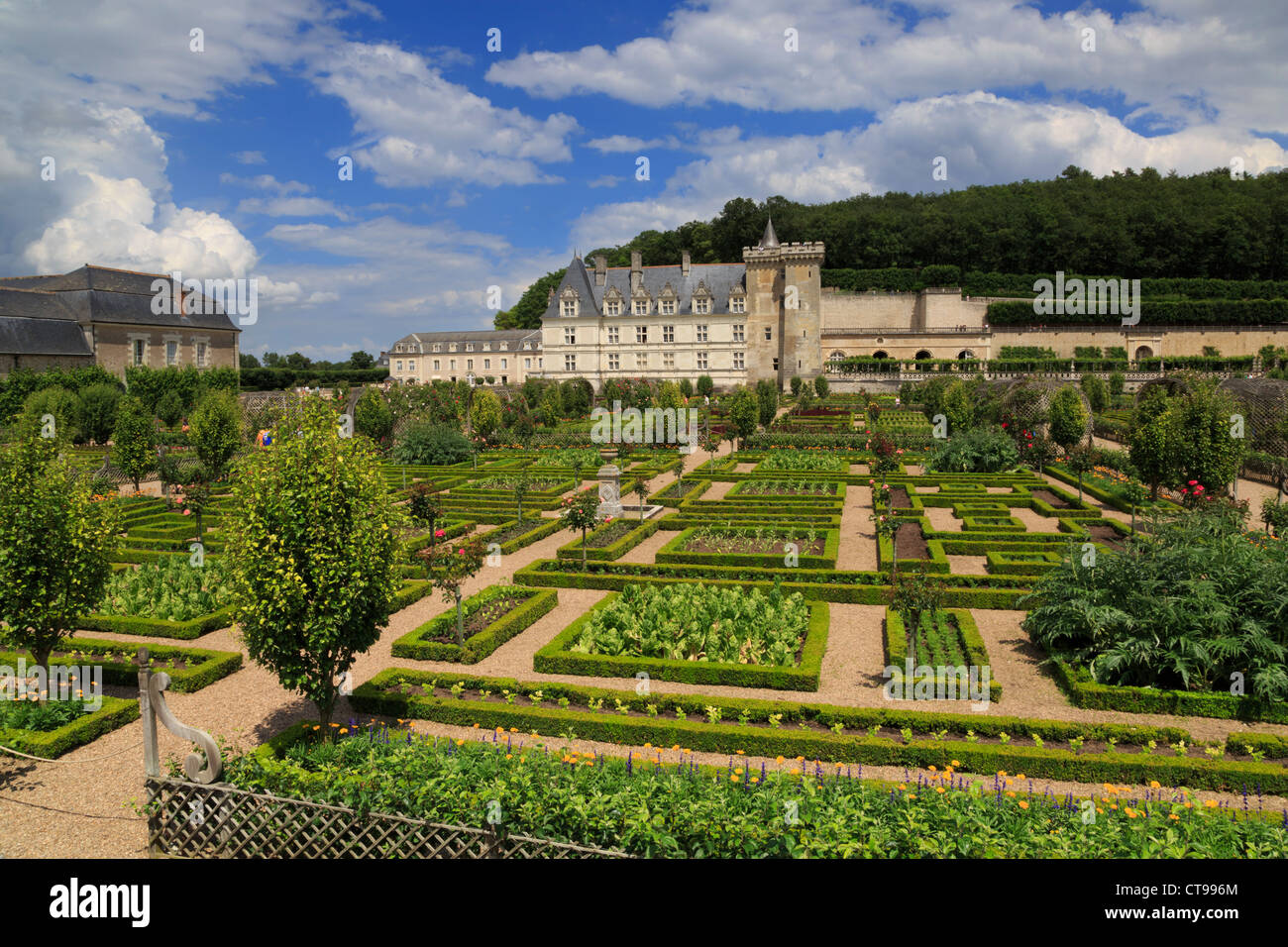 Chateau de Villandry, Loire Valley, France. Late renaissance chateau famous for its restored gardens. Stock Photo