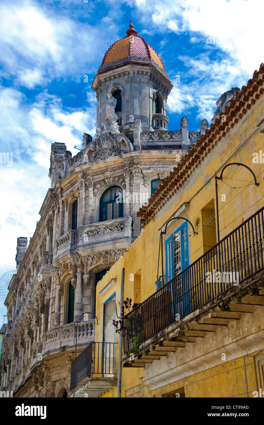 Colourful Colonial Buildings, La Havana, Cuba Stock Photo