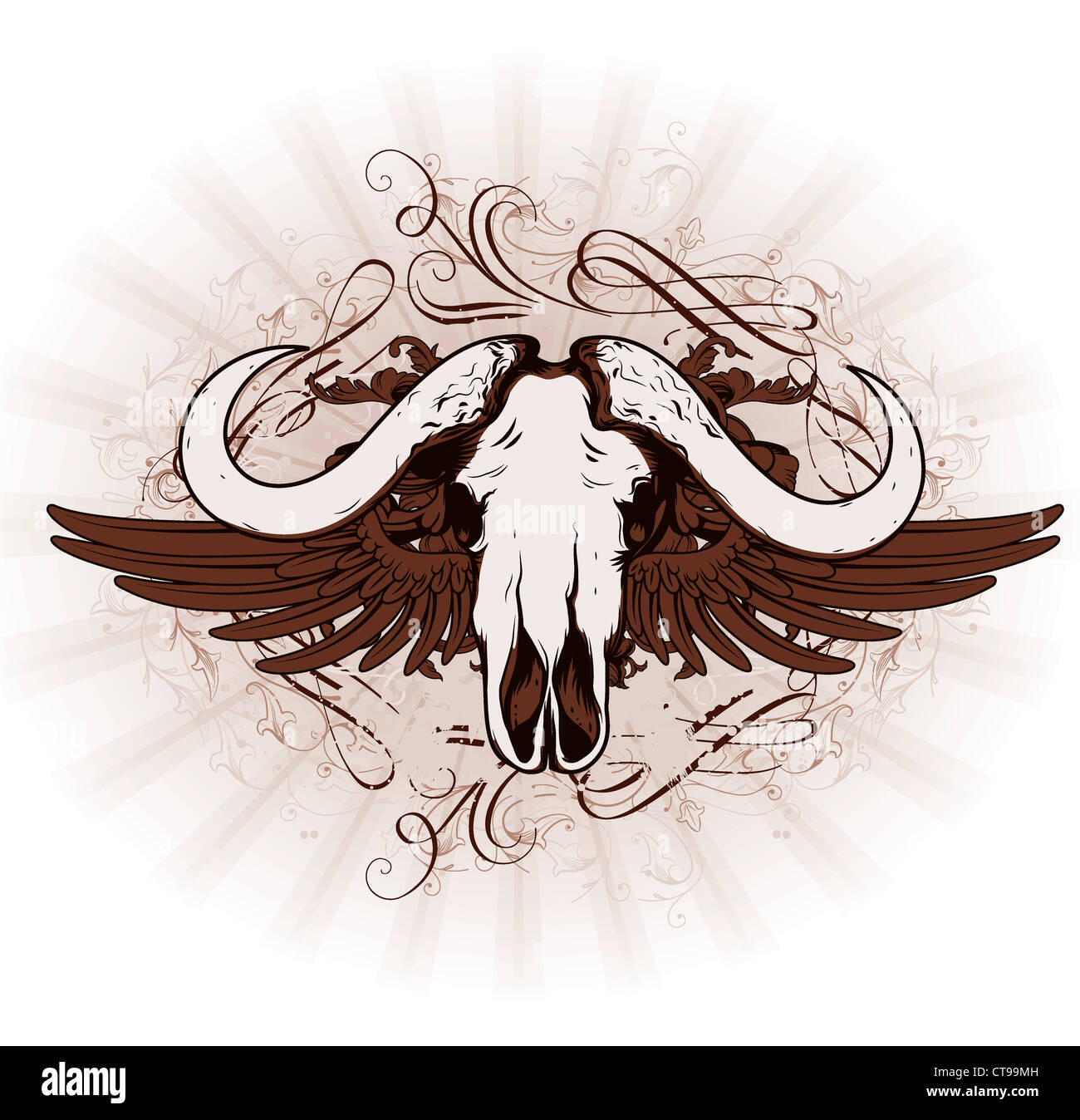 vector vintage emblem with animal skull Stock Photo - Alamy