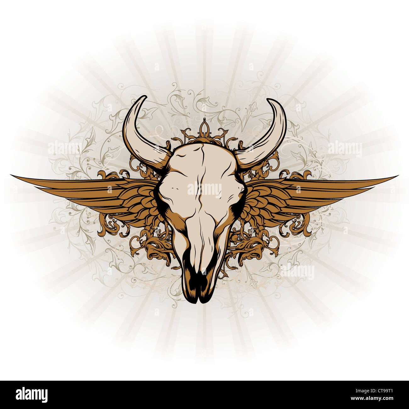 vector vintage emblem with animal skull Stock Photo - Alamy