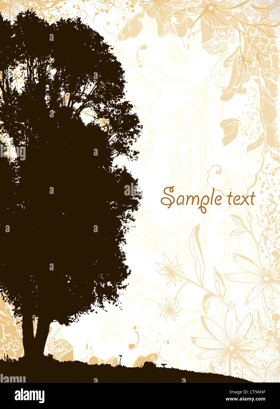 Tree on grunge background vector illustration Stock Photo - Alamy