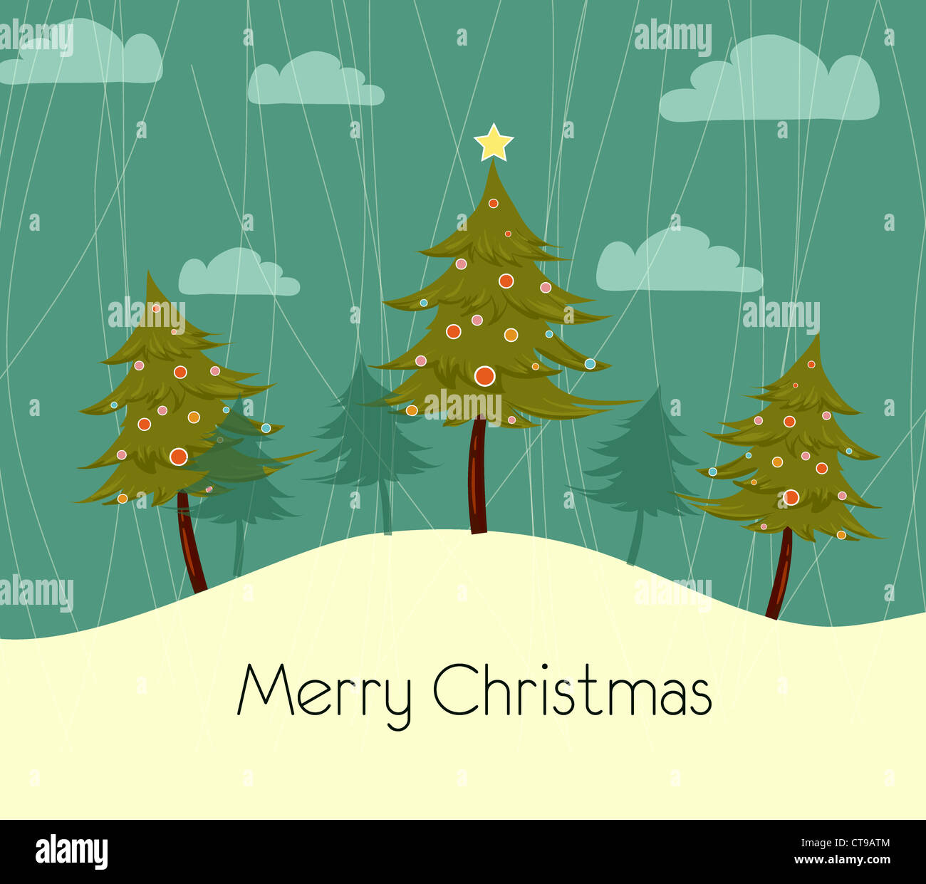 vector christmas background with trees Stock Photo - Alamy