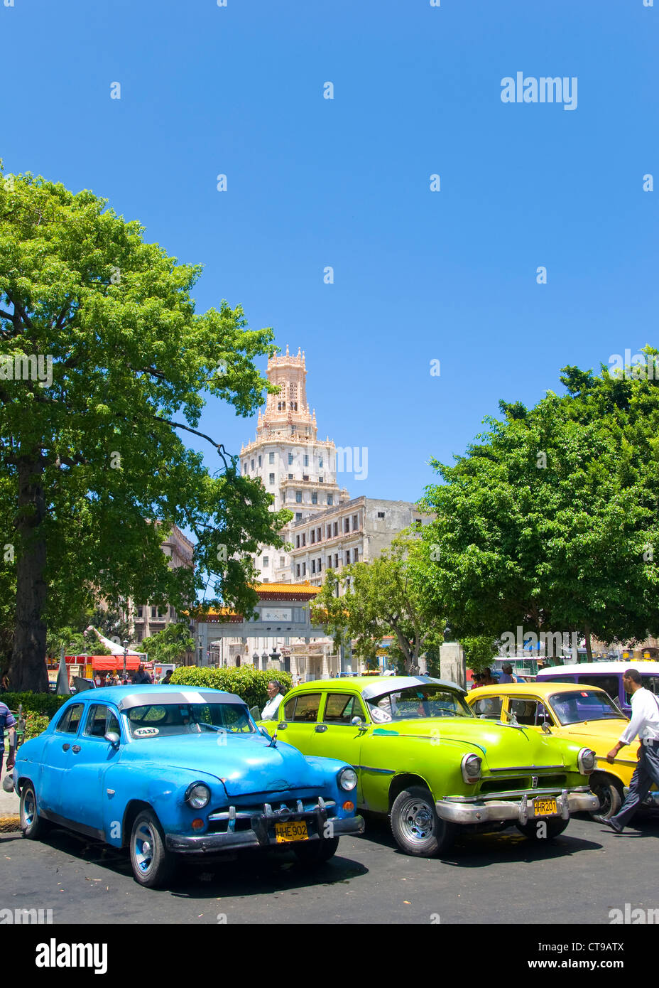 Vintage Cars, Parque Central, La Havana, Cuba Stock Photo