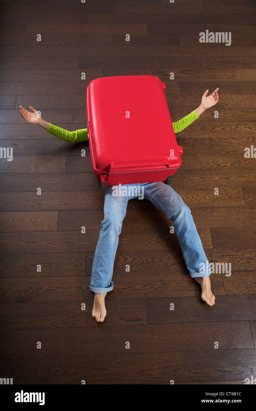 big red suitcase