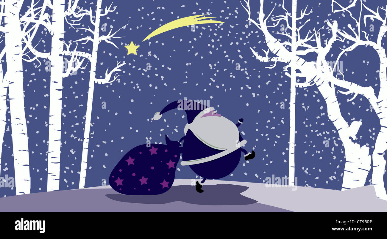 vector christmas background with santa Stock Photo - Alamy
