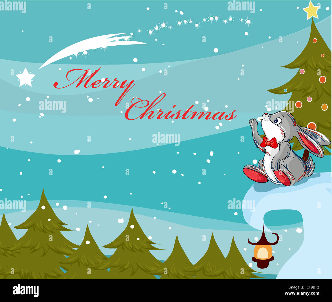vector christmas background with bunny Stock Photo - Alamy