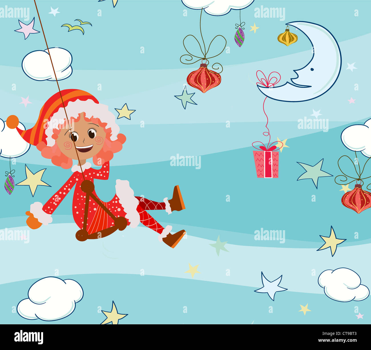 vector christmas background with girl Stock Photo - Alamy