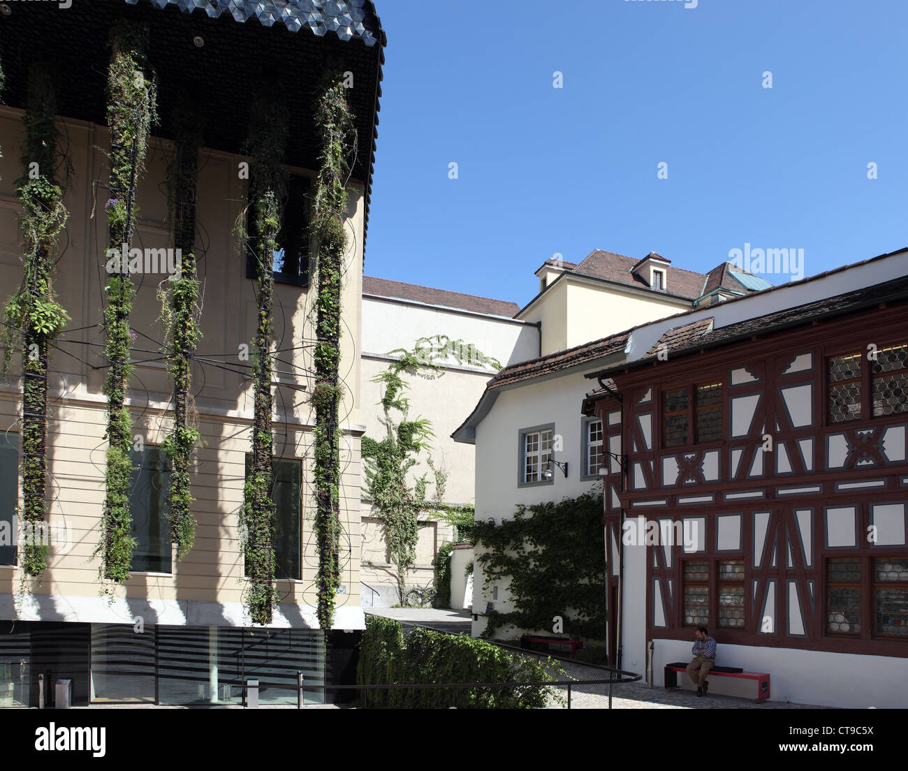 Modern Culture Museum and medieval house, Basel Old Town, Switzerland Stock Photo