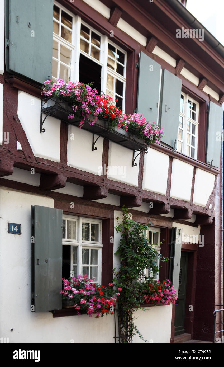 Medieval halftimbered house in Basel Old Town, Switzerland Stock Photo