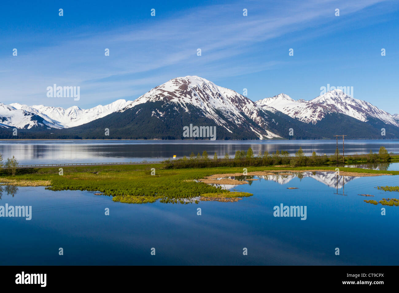 Alaska coastal highway between Anchorage and Seward, Alaska Stock Photo