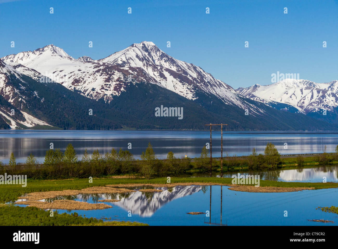 Alaska coastal highway between Anchorage and Seward, Alaska Stock Photo