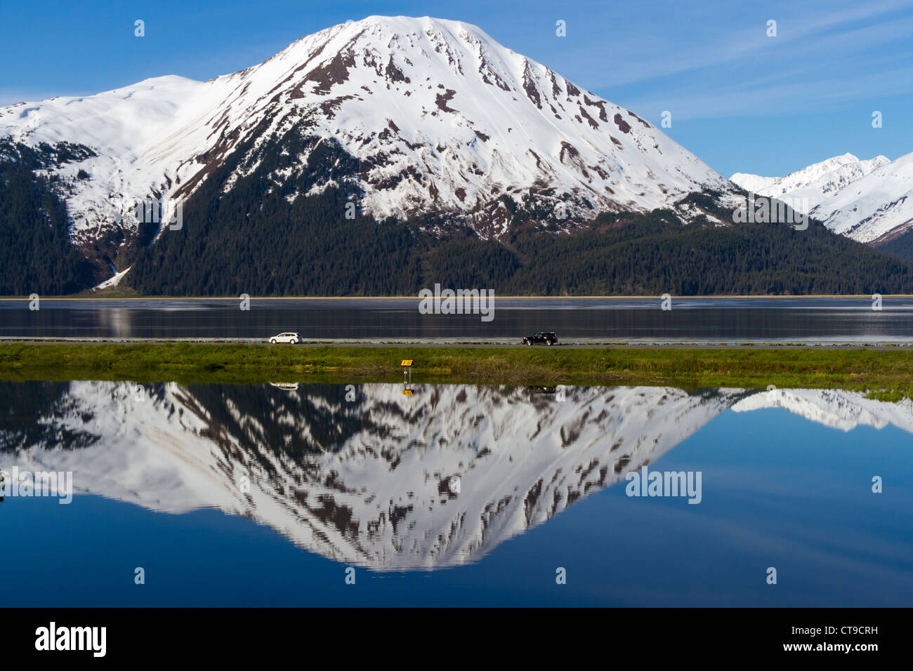 Alaska coastal highway between Anchorage and Seward, Alaska Stock Photo