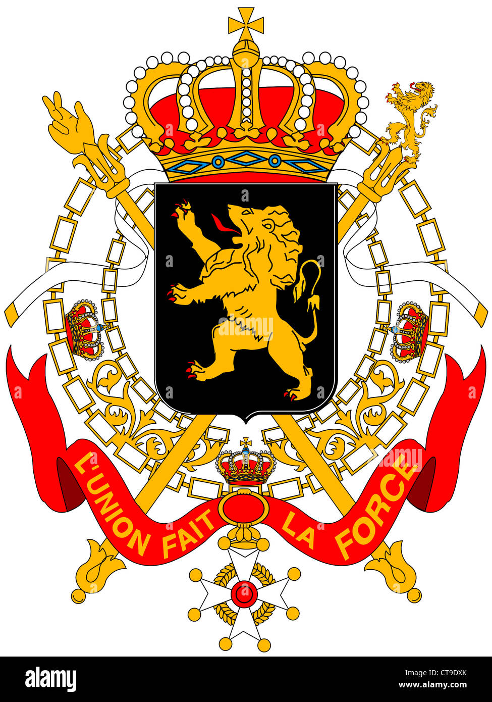 Coat of arms of the Kingdom Belgium. Stock Photo