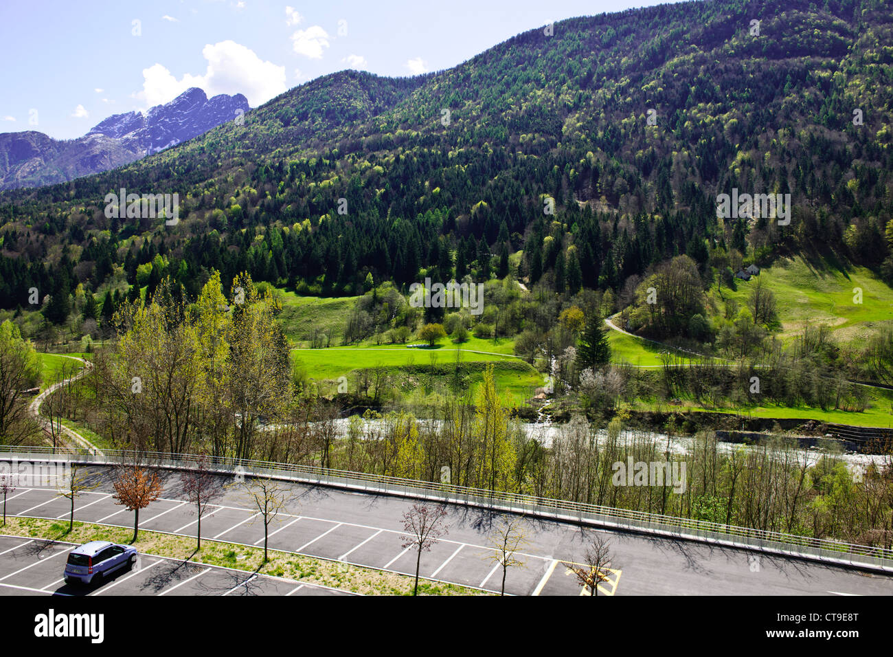 Sanctuary of the Madonna del Sangue,Surrounding Mountains,Re, Centovalli,Near Locarno,Italy Stock Photo