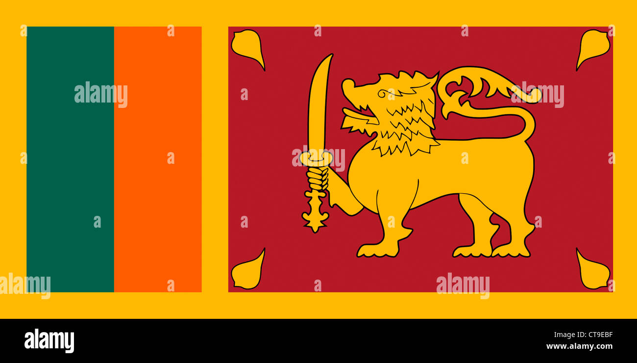 National flag of the Democratic Socialist Republic of Sri Lanka. Stock Photo