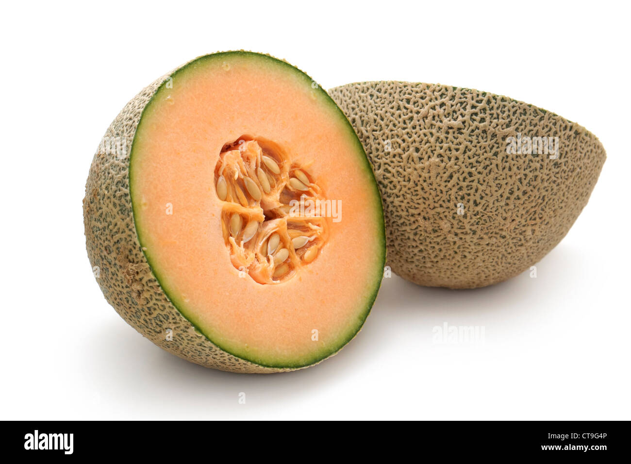 Cantaloupe, cut in half Stock Photo