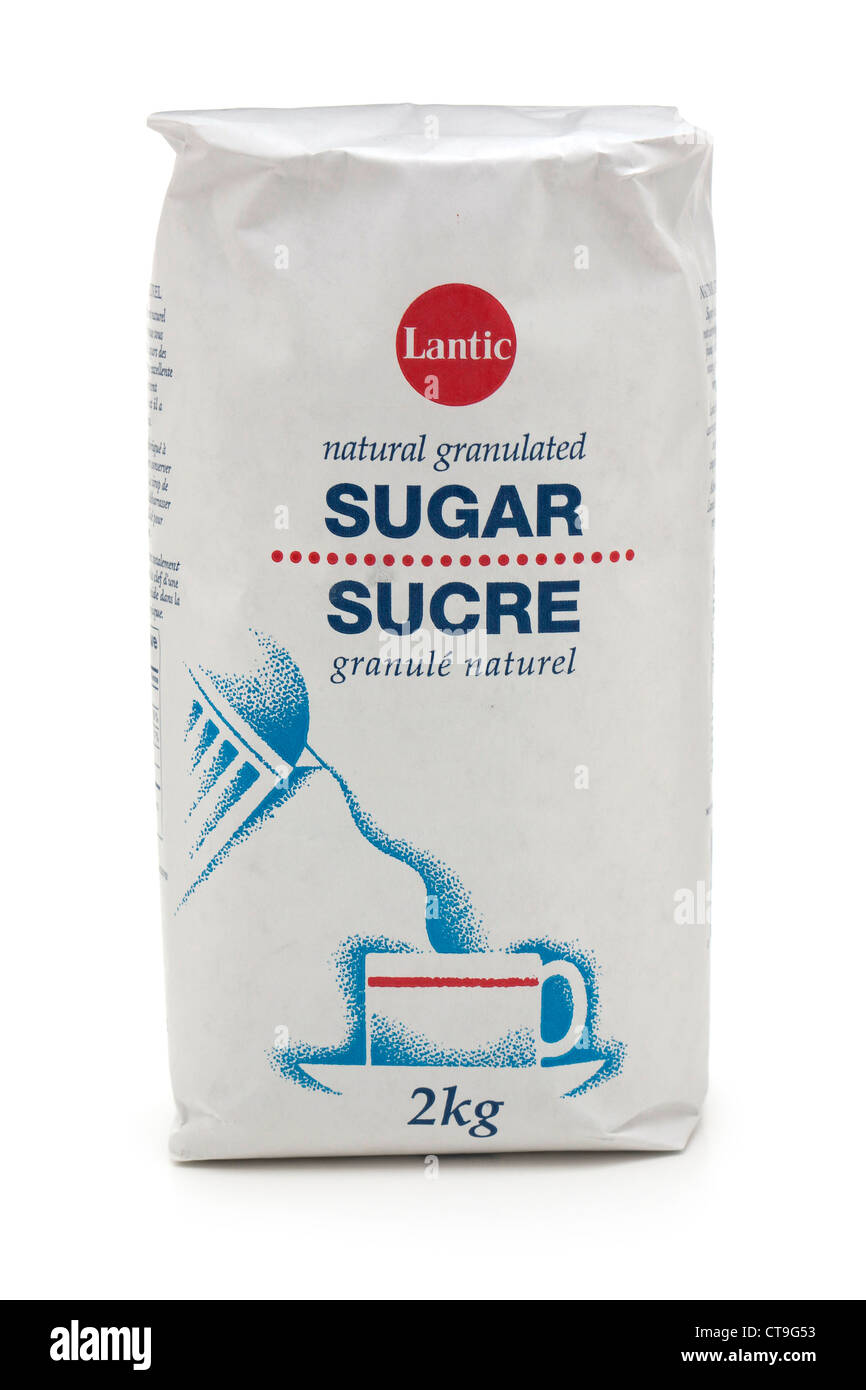 Sugar, Bag of white granulated sugar Stock Photo