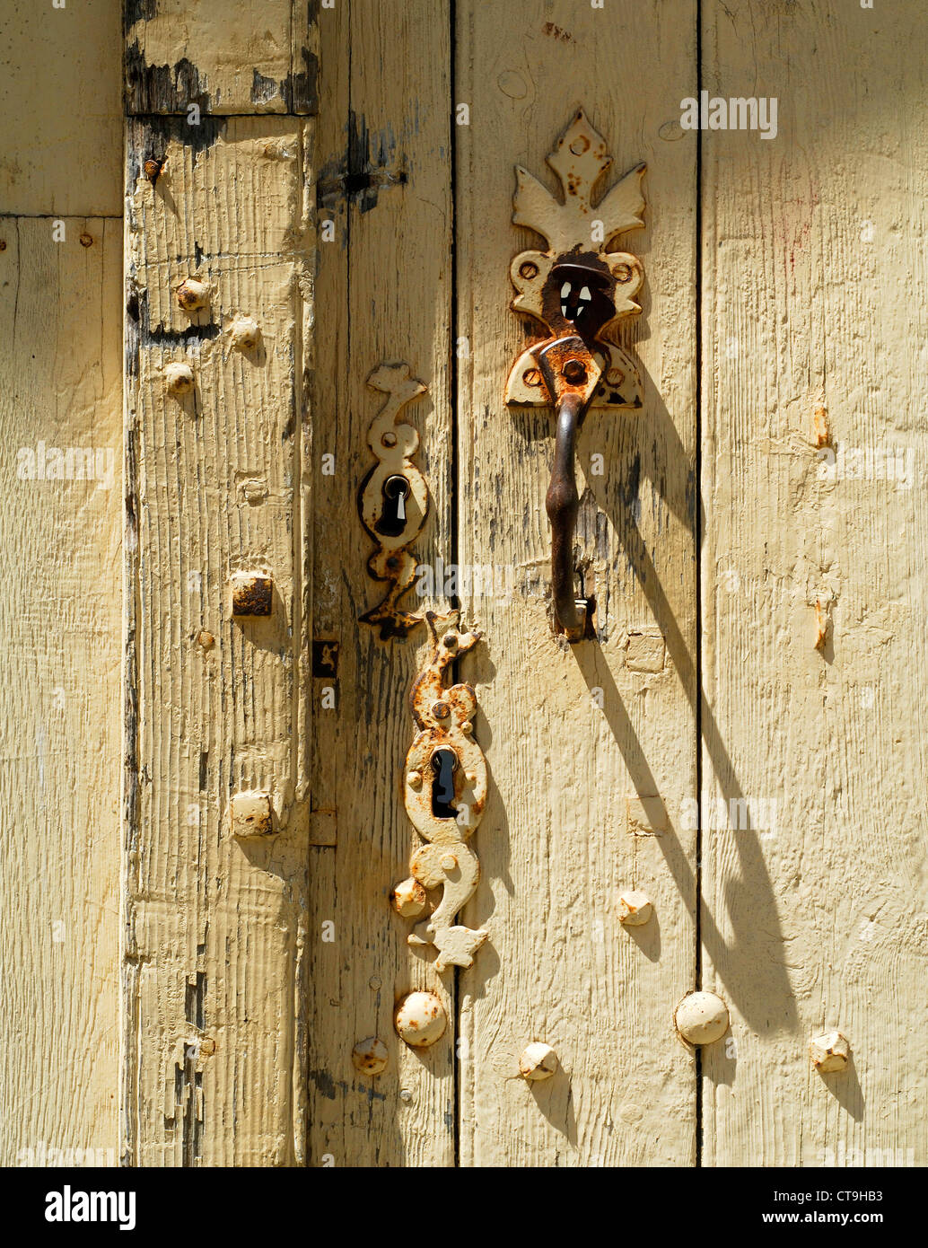 Old decorative door latch plates France Stock Photo Alamy