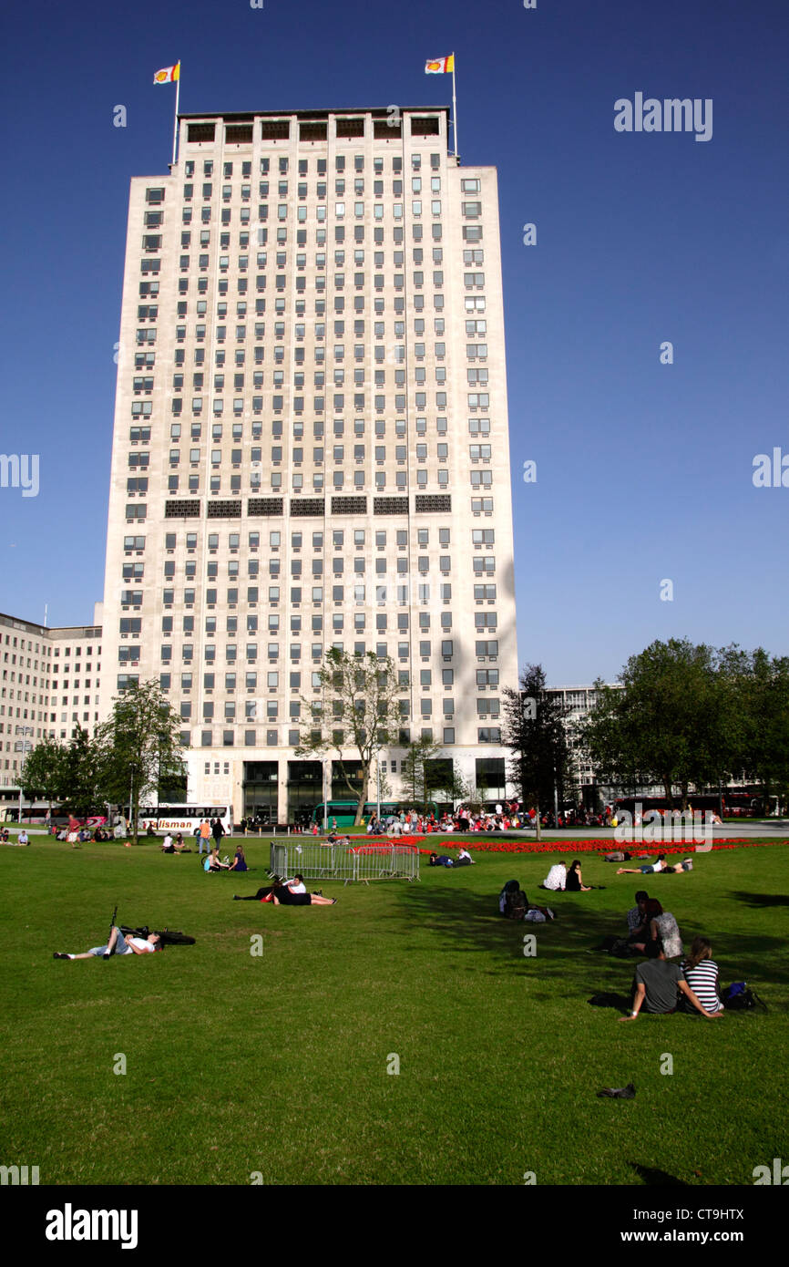Jubilee Gardens and Shell Centre building London Stock Photo