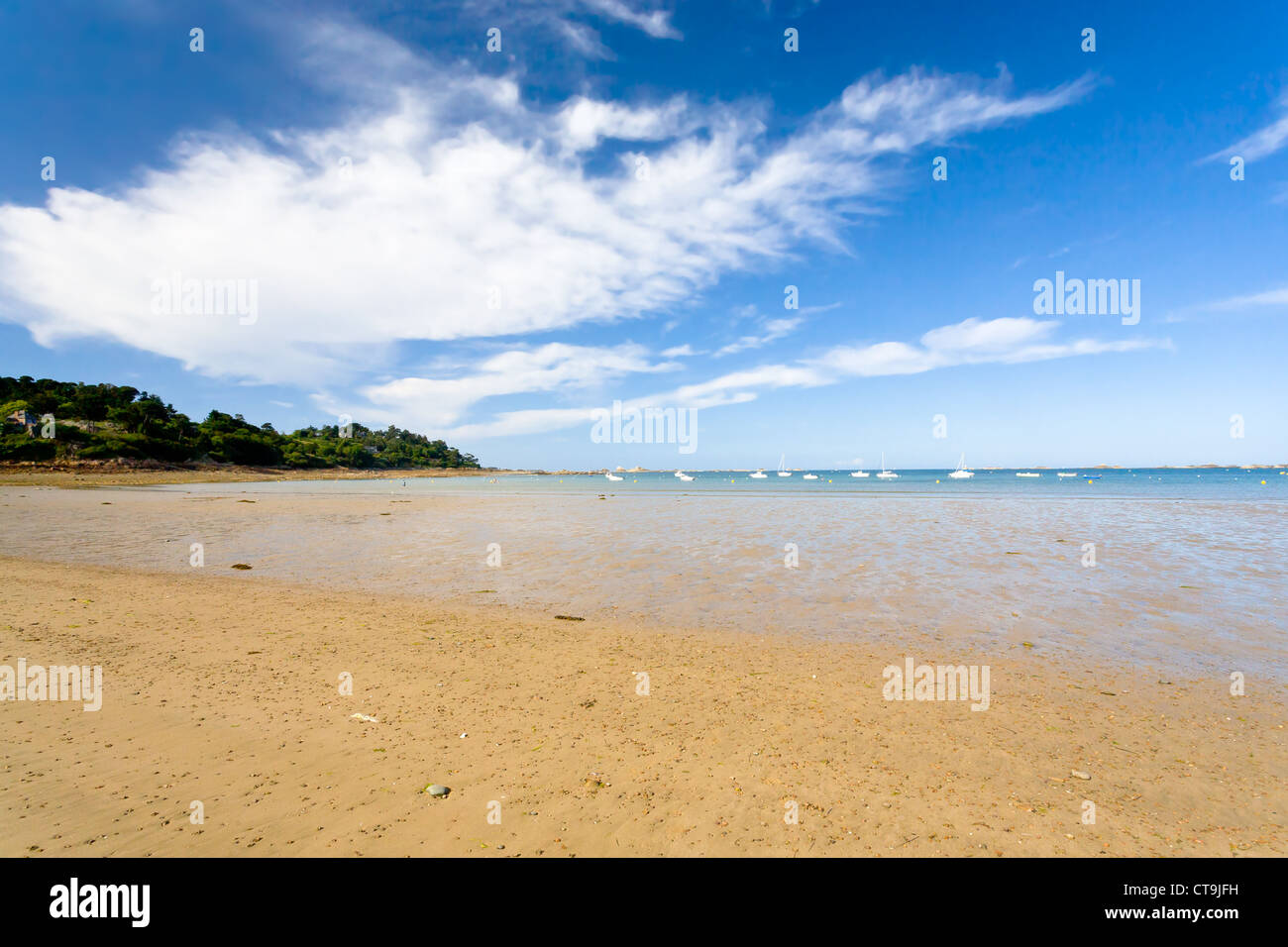 Sand Beach Of La Manche Near Paimpol Town Brittany France Stock Photo sand-beach-of-la-manche-near-paimpol-town-brittany-france-stock-photo