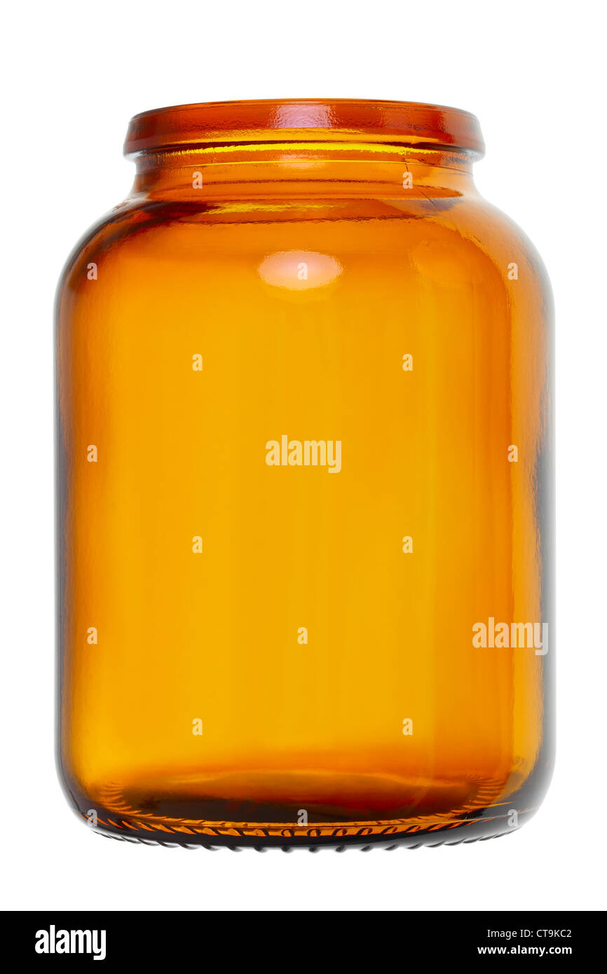 A empty pill jar isolated on white background, studio shoot, Adobe RGB. Stock Photo