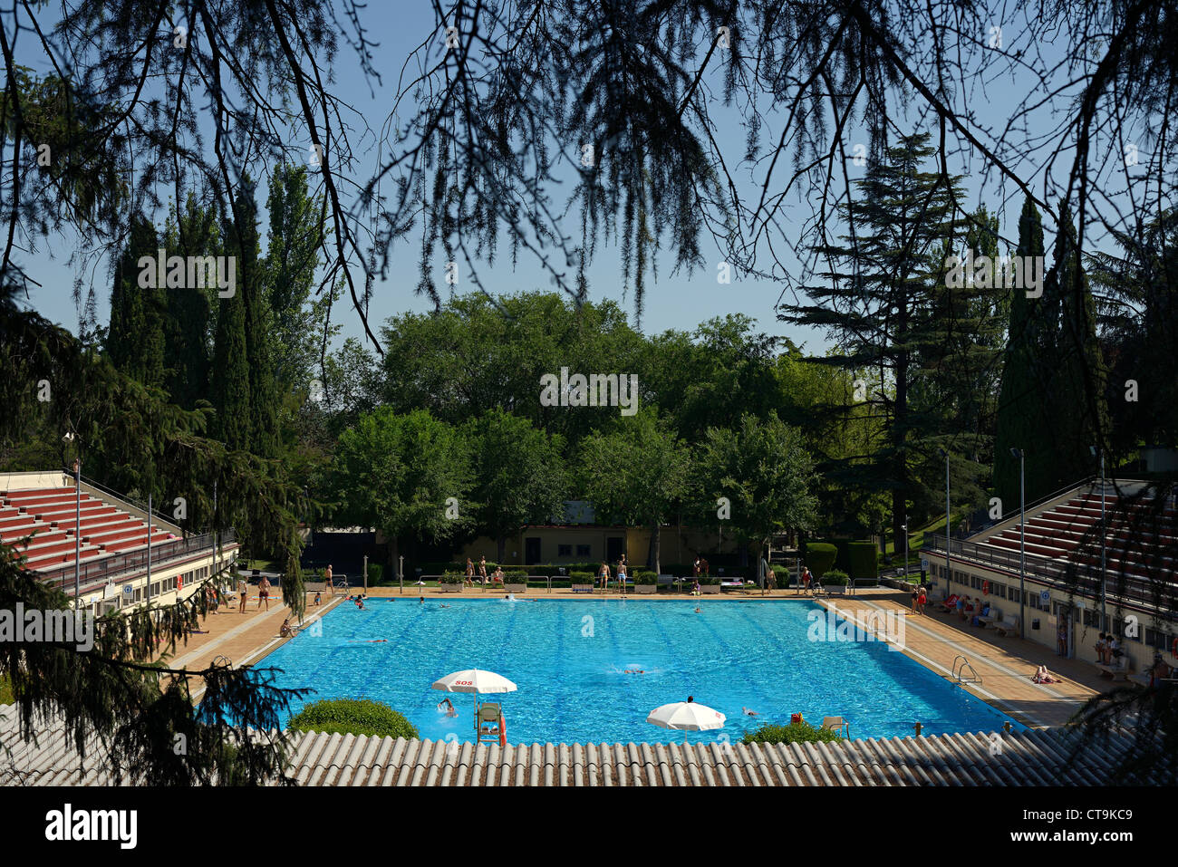 casa del campo swimming pool madrid spain Stock Photo