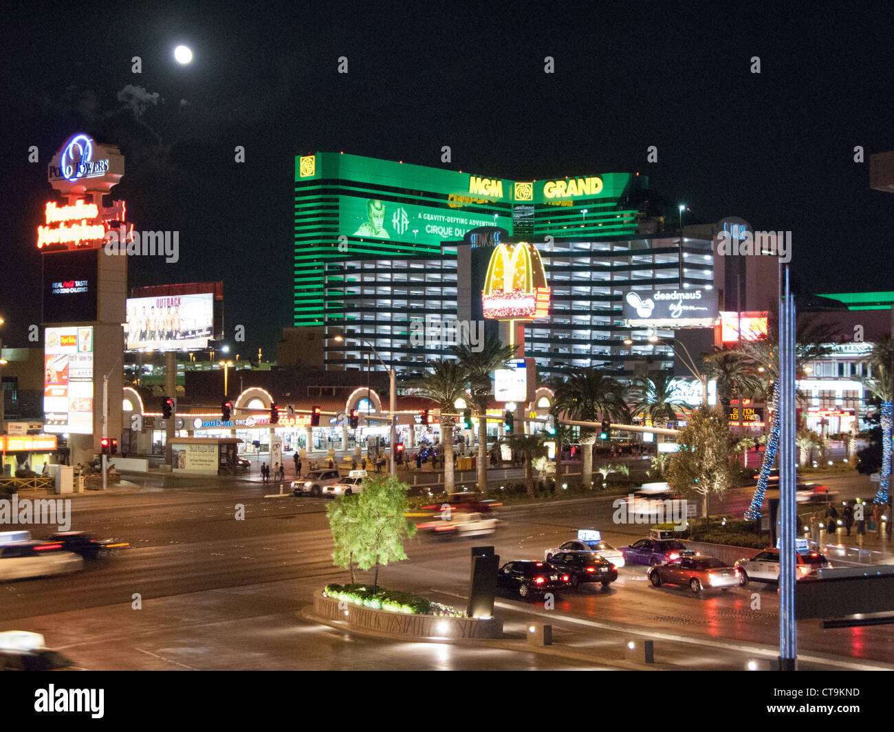 Intersection of Las Vegas Boulevard and Tropicana Avenue, Las Vegas, Nevada Stock Photo