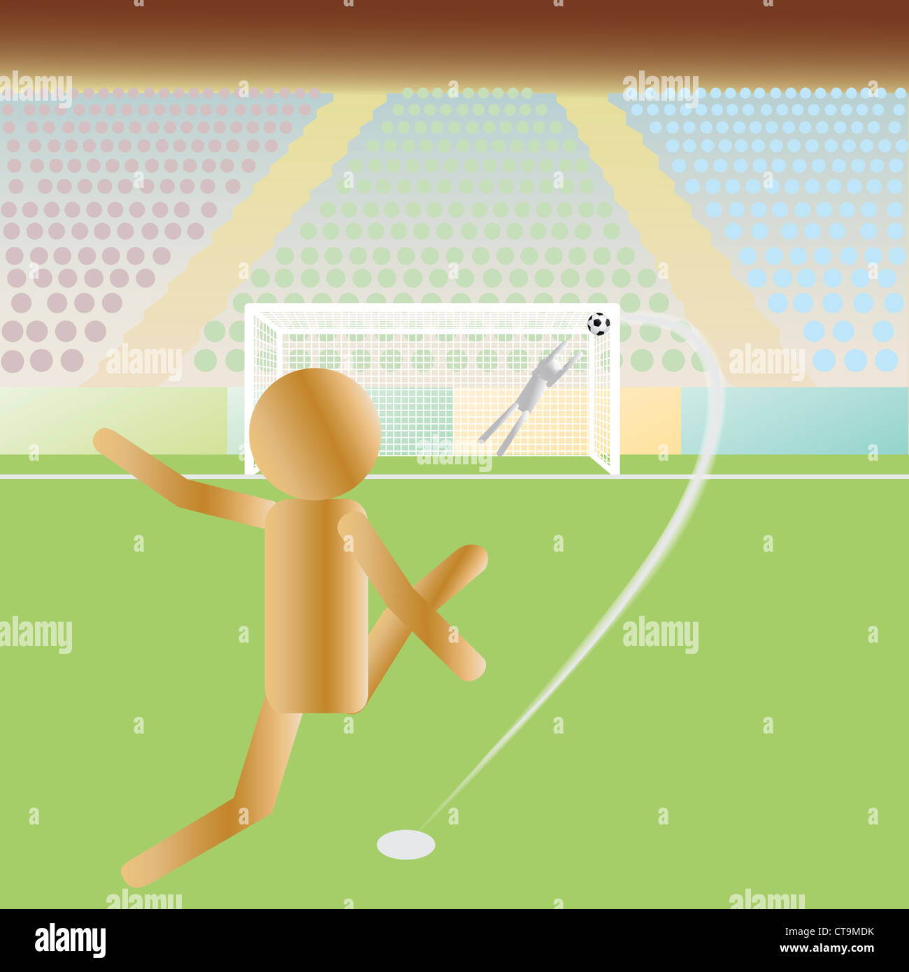 illustration of a soccer,football striker and a goalie, goalkeeper in