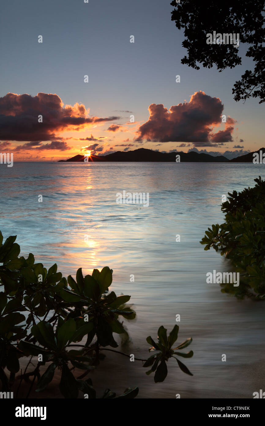 Tropical beauty of the Baie Ste Anne as seen from La Digue in the
