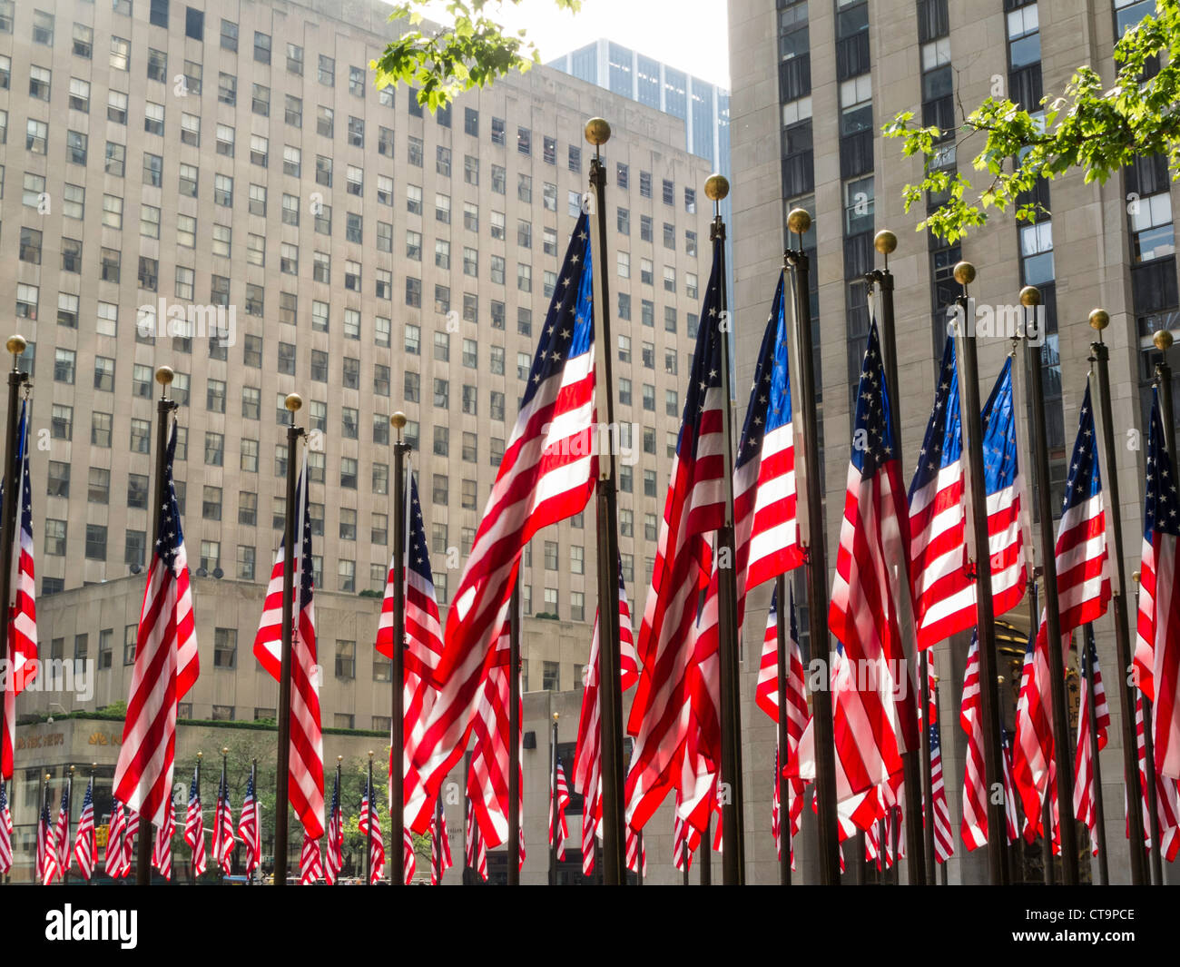 American Flags at Rockefeller Center Plaza, NYC Stock Photo Alamy