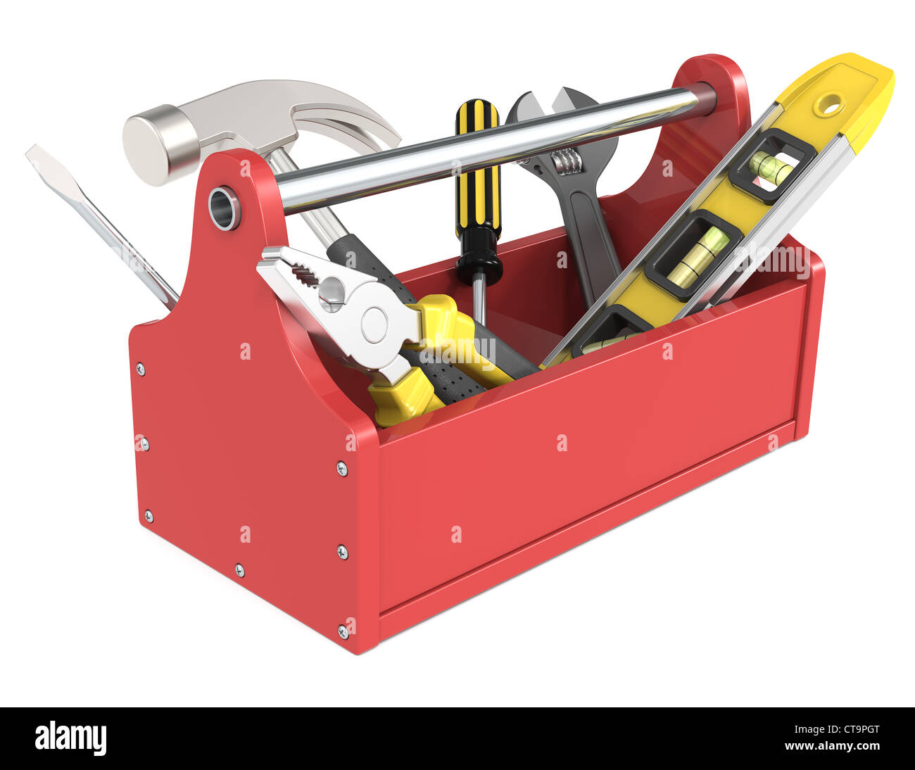 Red toolbox with tools. Stock Photo