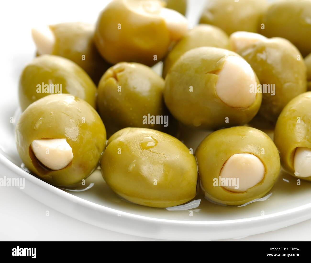 Green Olives Stuffed With Almonds Stock Photo Alamy