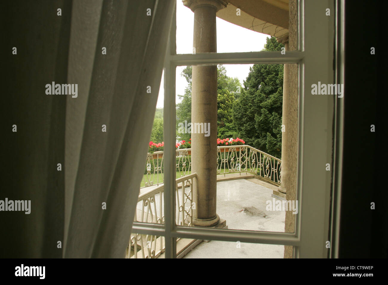 Outlook on the veranda of a villa in Potsdam Stock Photo Alamy