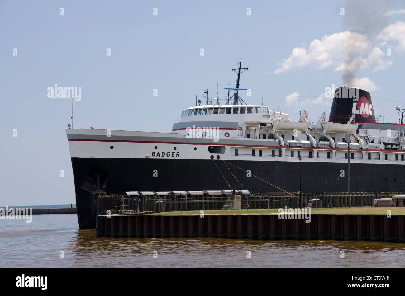 Wisconsin, Manitowoc. Lake Michigan Car ferry, historic S.S. BADGER, c. 1953. Stock Photo