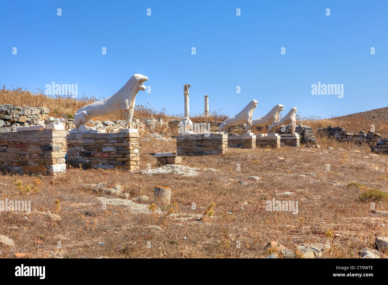 Lion Terrace, Delos, Greece Stock Photo