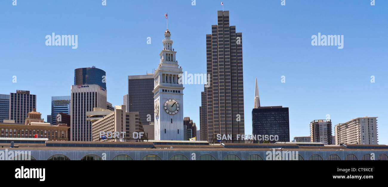 Financial district and Ferry Building Embarcadero San Francisco California USA Stock Photo