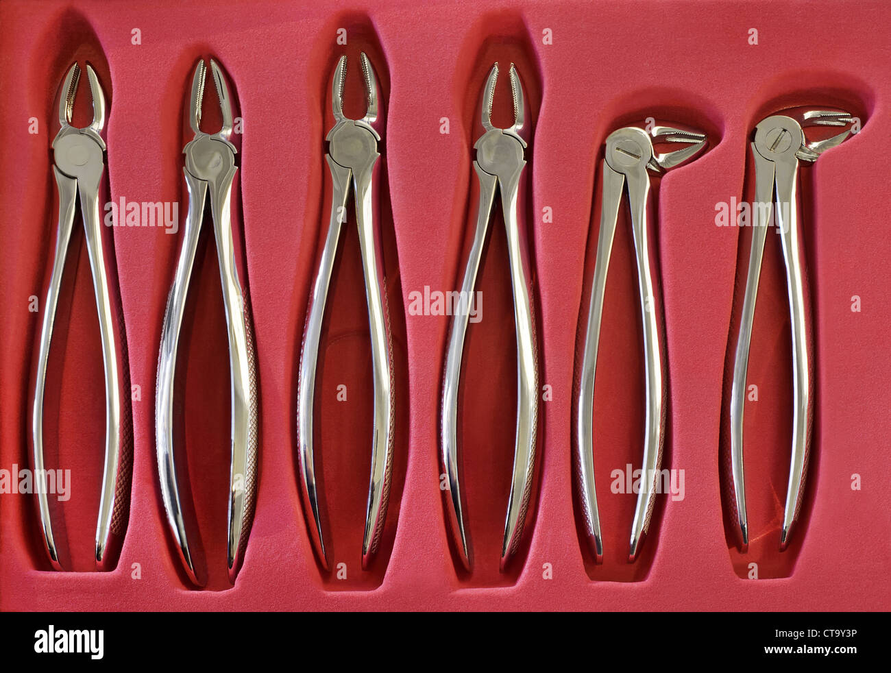 Collection of Dental Pliers in Red Case Stock Photo Alamy