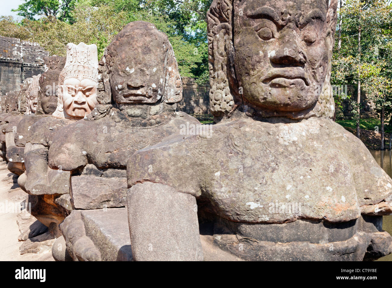 Asuras statues in Angkor Thom in Cambodia Stock Photo