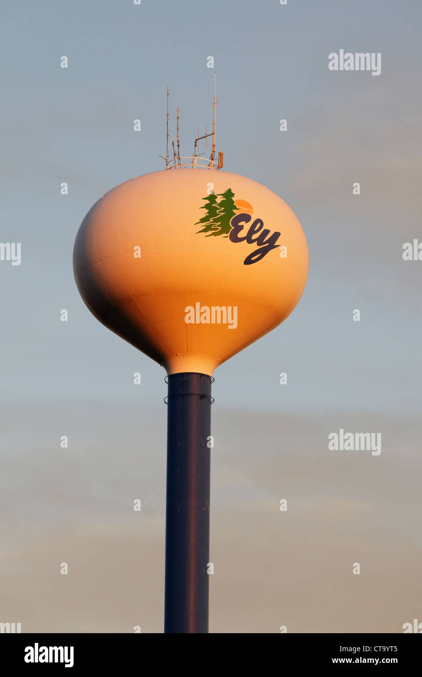 Water tower in the town of Ely, Minnesota, USA. Stock Photo
