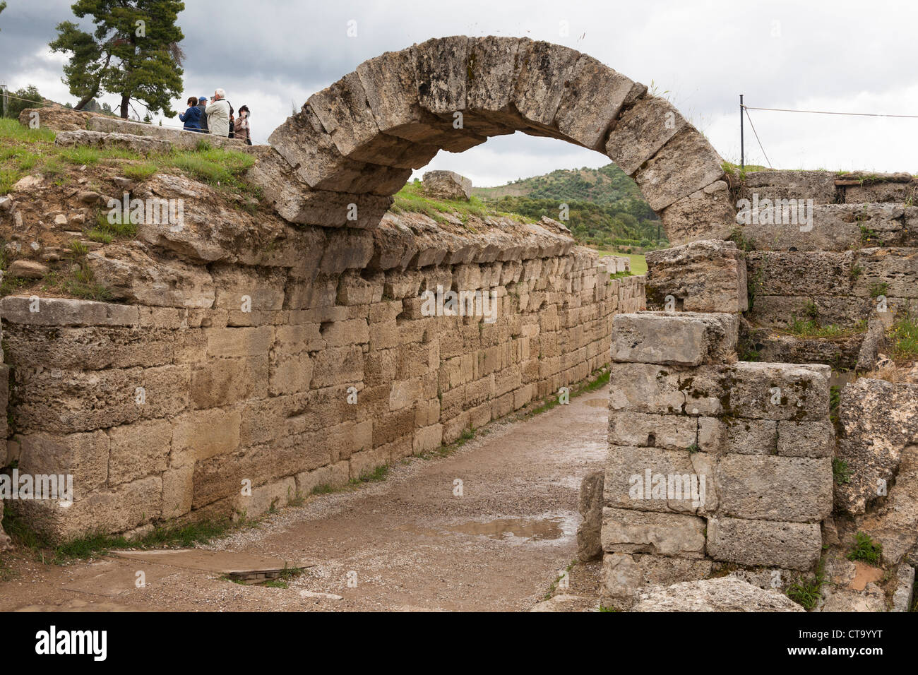 Entrance into the original Olympic Stadium, Olympia, Greece Stock Photo