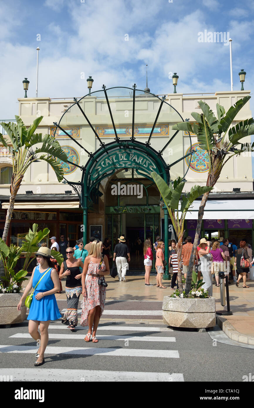 Art Nouveau Cafe de Paris, Place du Casino, Monte Carlo, Principality of Monaco Stock Photo