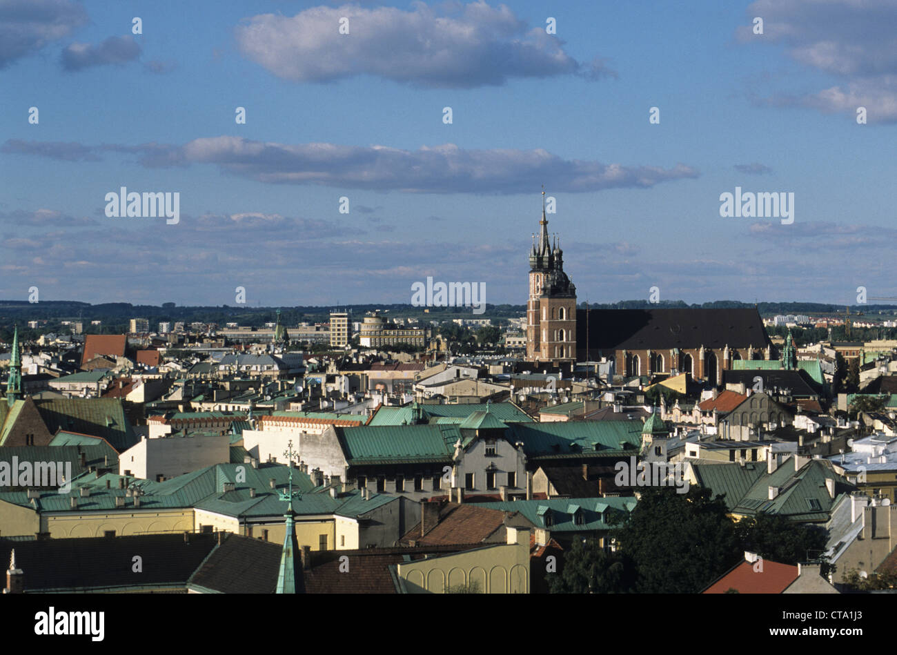 Aerial view of Krakow, Poland Stock Photo