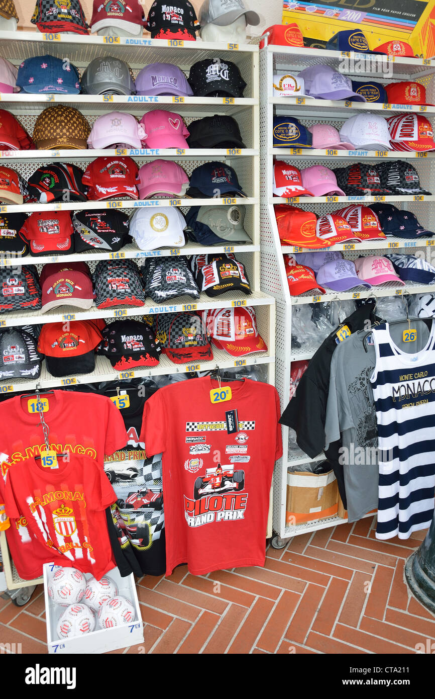 A tourist shop sells Monaco Grand Prix souvenir caps. (Photo by Dinendra  Haria / SOPA Images/Sipa USA Stock Photo - Alamy