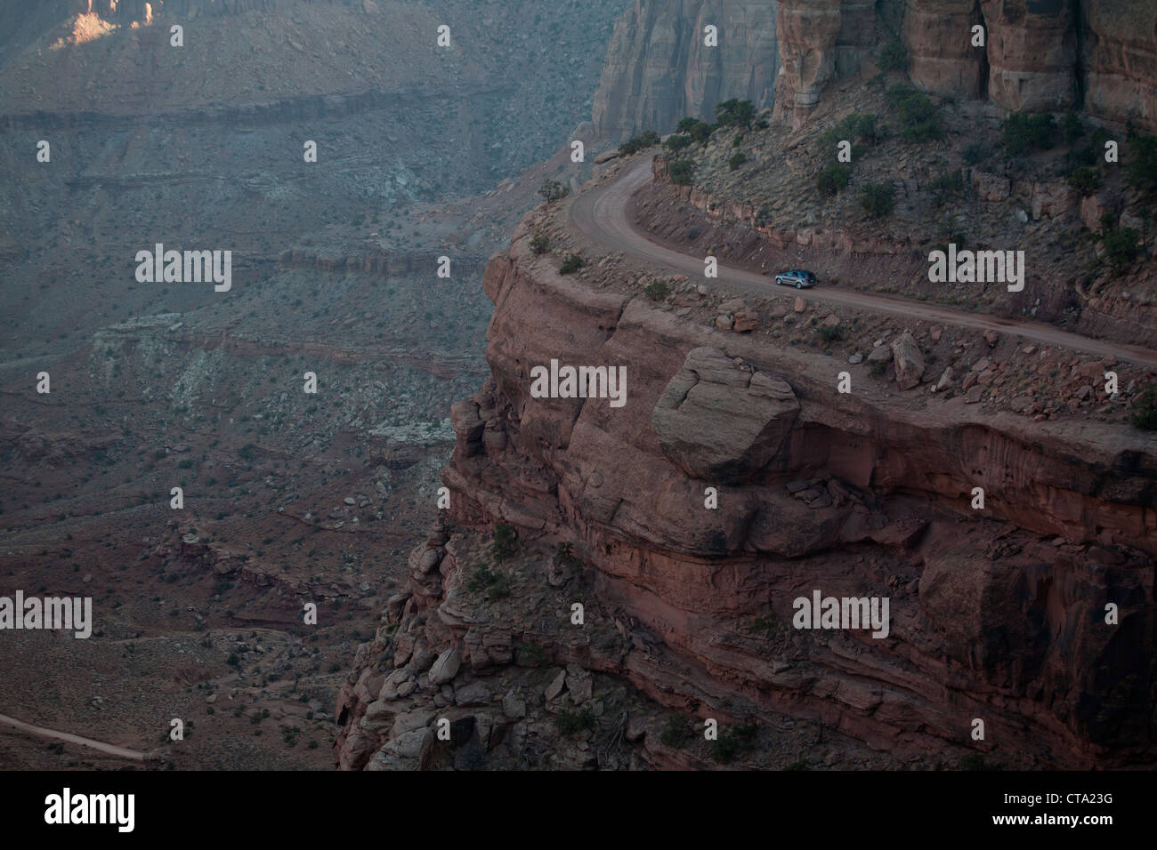 Narrow mountain road on side of mountain, Canyon Lands National Park