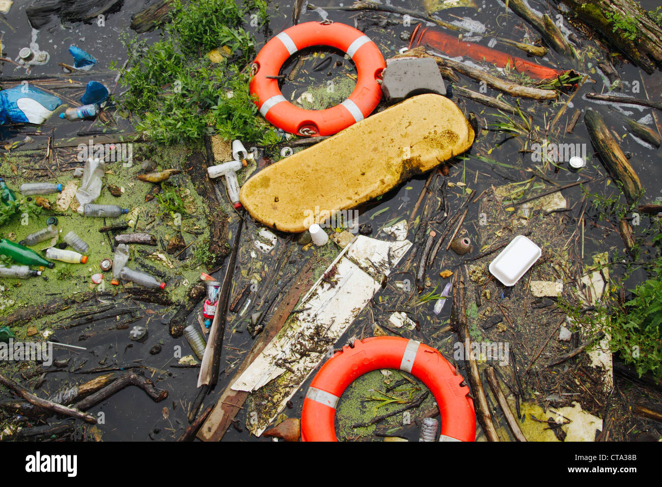 Rubbish in river in England UK Stock Photo Alamy